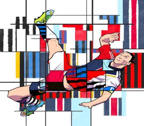 法甲官方为伊布庆生，配图中伊布的球衣由数支球队元素组成